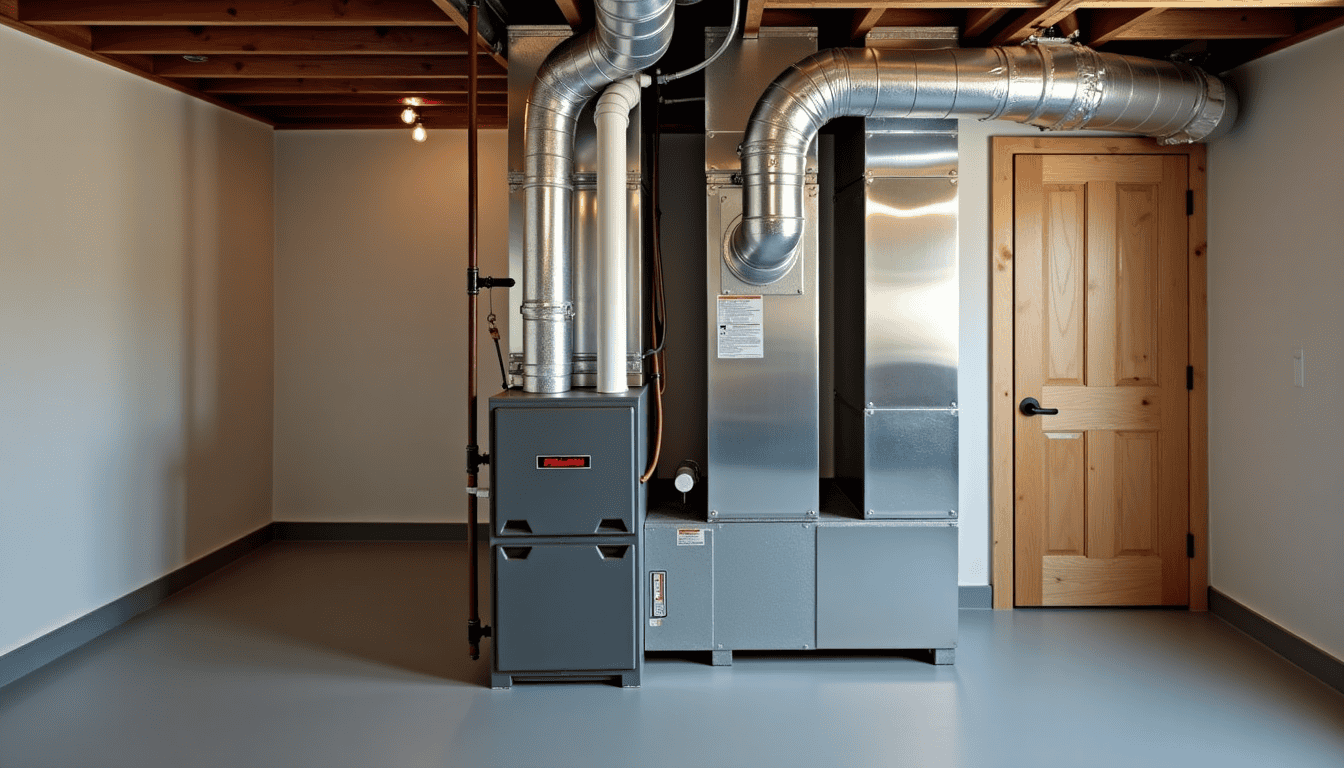 HVAC system with repaired ductwork and smart thermostat to fix uneven home heating, showing improved airflow and balanced temperature distribution for consistent home comfort.