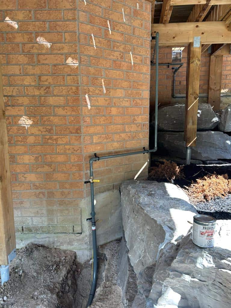 Outdoor kitchen gas line installation for grill and pizza oven by ALP Heating in Vaughan